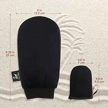 SwanMyst Self Tanning Mitt Applicator with Improved Snug Anti-Slip Elastic Wrist and Mini Facial Tan Mitt for Even and Streak-free Tan (Double Sided Washable)
