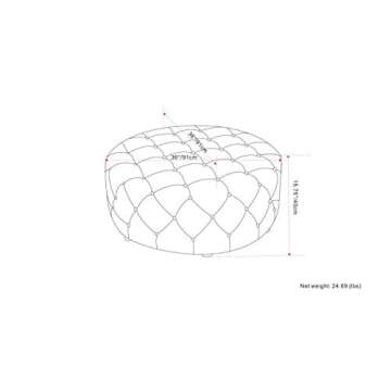 SIMPLIHOME Bergen 36 inch Wide Square Coffee Table Modern Round Tufted Ottoman in Grey Velvet for the Living Room, Transitional