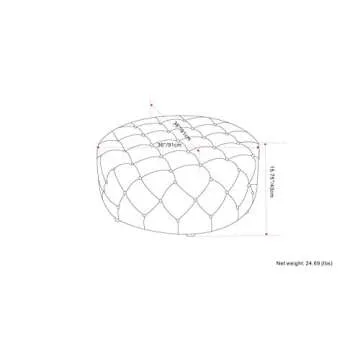 SIMPLIHOME Bergen 36 inch Wide Square Coffee Table Modern Round Tufted Ottoman in Grey Velvet for the Living Room, Transitional