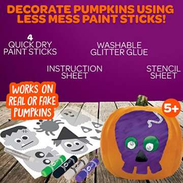 Crayola No Carve Pumpkin Decorating Kit with Paint Sticks, Less Mess Paint Set for Kids, Gift