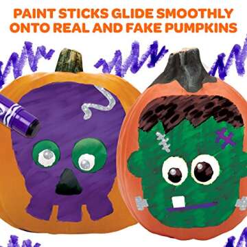 Crayola No Carve Pumpkin Decorating Kit with Paint Sticks, Less Mess Paint Set for Kids, Gift
