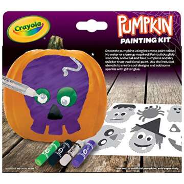 Crayola No Carve Pumpkin Decorating Kit with Paint Sticks, Less Mess Paint Set for Kids, Gift