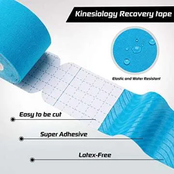 Kinesiology Tape Precut 3 Rolls, Athletic Sports Tape for Muscle Joints Support, 60 Strips for Knee Ankle Shoulder Wrist Plantar Fasciitis, Latex Free and Water Resistant, Blue