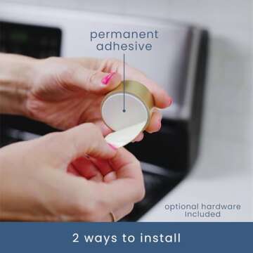 S&T INC. Round Adhesive Push Towel Hooks for Kitchen, Hand and Dish Towels, Brushed Gold, 4 Pack