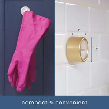 S&T INC. Round Adhesive Push Towel Hooks for Kitchen, Hand and Dish Towels, Brushed Gold, 4 Pack