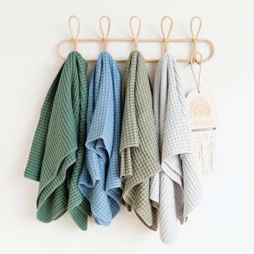 Konssy Waffle Baby Blankets, Nursery Blankets for Boys Girls, Swaddle Blankets Neutral Soft Lightweight Toddler and Kids Throw Blankets(Amy Green)