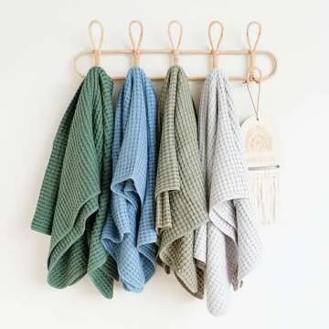 Konssy Waffle Baby Blankets, Nursery Blankets for Boys Girls, Swaddle Blankets Neutral Soft Lightweight Toddler and Kids Throw Blankets(Amy Green)