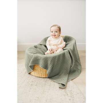 Konssy Waffle Baby Blankets, Nursery Blankets for Boys Girls, Swaddle Blankets Neutral Soft Lightweight Toddler and Kids Throw Blankets(Amy Green)