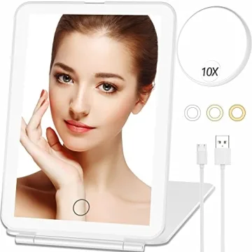 Makeup Mirror with 10X Magnifying Mirror, Vanity Mirror with 80 LED Lights, Rechargeable 2500mAh Bat...