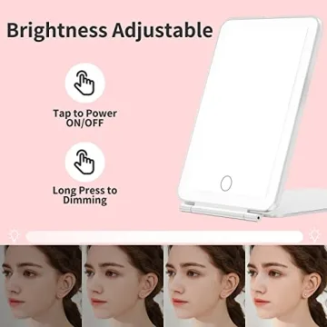 Compact Makeup Mirror with 10X Magnification and LED Lights