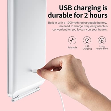 Compact Makeup Mirror with 10X Magnification and LED Lights