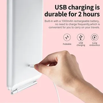 Compact Makeup Mirror with 10X Magnification and LED Lights