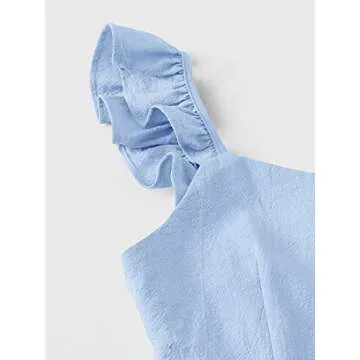 Valphsio Girls Solid Sling Jumpsuits Rompers Flutter Sleeve Button Shorts Overall