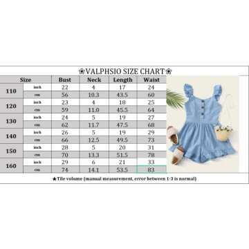 Valphsio Girls Solid Sling Jumpsuits Rompers Flutter Sleeve Button Shorts Overall