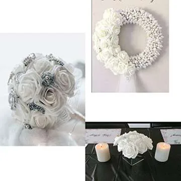 Lmeison 50pcs Real Looking Foam Roses for Decor