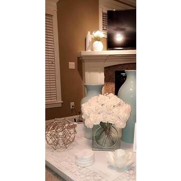 Lmeison 50pcs Real Looking Foam Roses for Decor