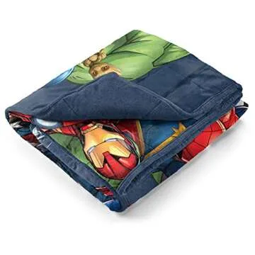 Jay Franco Marvel Avengers Super Hero Squad Weighted Blanket Measures 40x60 inches 5lbs, Kids Bedding Features Captain America, Iron Man, Black Panther, Spiderman, Hulk & Captain Marvel