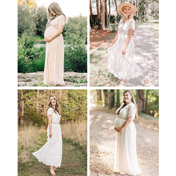 MEROKEETY Women's 2024 V Neck Short Sleeve Floral Lace Wedding Dress Bridesmaid Cocktail Party Maxi Dress, Lightviolet, Large