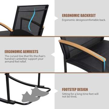 Shintenchi 3 Piece Outdoor Rocking Bistro Set for Relaxing