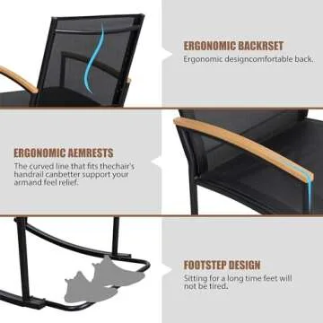 Shintenchi 3 Piece Outdoor Rocking Bistro Set for Relaxing