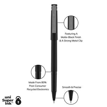 uni-ball Rollerball Pens 0.5mm Black Fine Point 12 Pack