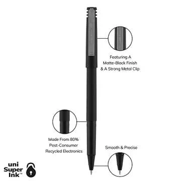 uni-ball Rollerball Pens 0.5mm Black Fine Point 12 Pack