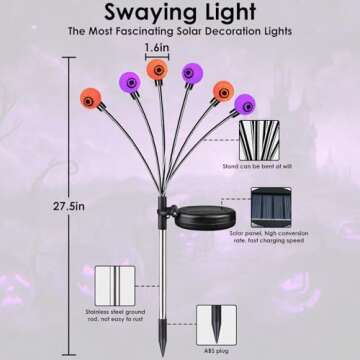 6-Pack Purple and Orange Solar Eyeball Halloween Lights Outdoor, Solar Garden Lights Outdoor Waterpr...