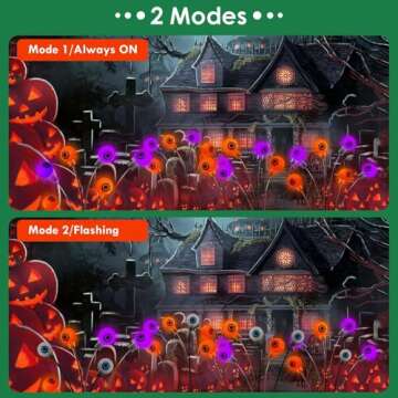 6-Pack Purple and Orange Solar Eyeball Halloween Lights Outdoor, Solar Garden Lights Outdoor Waterproof, Solar Firefly Lights Swaying by Wind Fairy Lights for Pathway Yard Garden Halloween Decorations