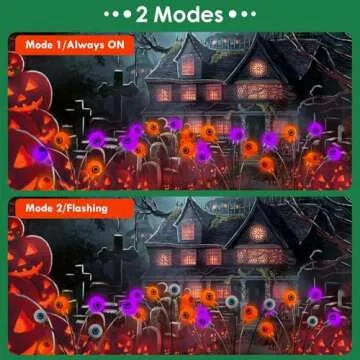 6-Pack Purple and Orange Solar Eyeball Halloween Lights Outdoor, Solar Garden Lights Outdoor Waterproof, Solar Firefly Lights Swaying by Wind Fairy Lights for Pathway Yard Garden Halloween Decorations