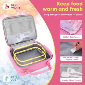 JYPS Kids Bento Box with Insulated Lunch Bag - Pink K
