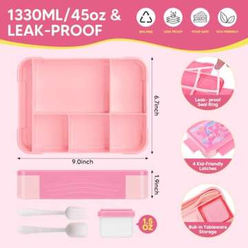 JYPS Kids Bento Box with Insulated Lunch Bag - Pink K