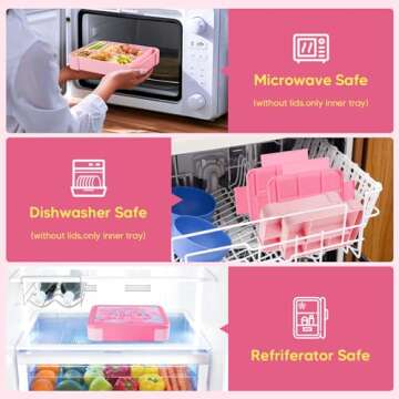 JYPS Kids Bento Box with Insulated Lunch Bag - Pink K