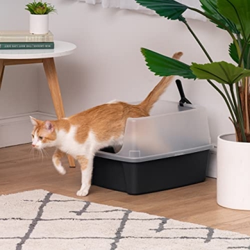 Large Cat Litter Box with Scatter Shield & Scoop