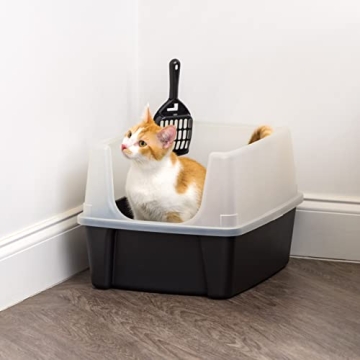 Large Cat Litter Box with Scatter Shield & Scoop