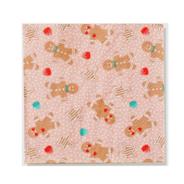 Coterie Christmas Gingerbread Man Cocktail Napkins - Set of 25, Fun Holiday Napkins for All Occasion...