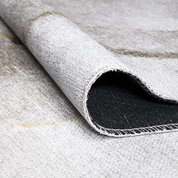 Bloom Rugs Caria Washable Non-Slip 7 ft Runner - Ivory/Gold Modern Abstract Runner for Entryway, Hallway, Bathroom, and Kitchen - Exact Size: 2'6" x 7'