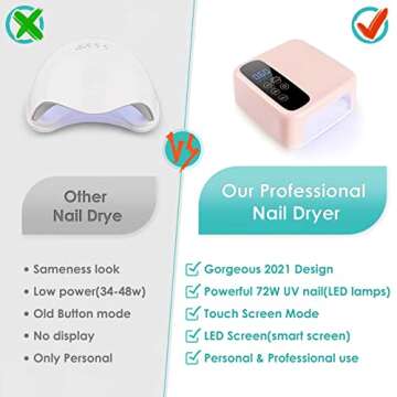 72W Cordless Led Nail Lamp, Rechargeable LED Nail Dryer, 15600mAH Fast Nail Polish Curling Lamp,Professional Gel Nail Lights Nail Art Manicure Tools for Home and Salon(Rechargeable)