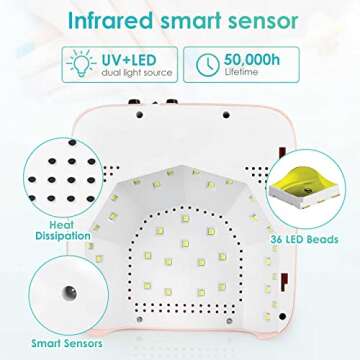 72W Cordless Led Nail Lamp, Rechargeable LED Nail Dryer, 15600mAH Fast Nail Polish Curling Lamp,Professional Gel Nail Lights Nail Art Manicure Tools for Home and Salon(Rechargeable)