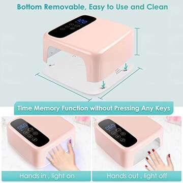 72W Cordless Led Nail Lamp, Rechargeable LED Nail Dryer, 15600mAH Fast Nail Polish Curling Lamp,Professional Gel Nail Lights Nail Art Manicure Tools for Home and Salon(Rechargeable)