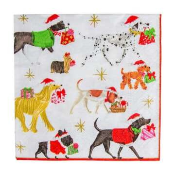 Entertaining with Caspari Christmas Delivery Cocktail Napkins, White