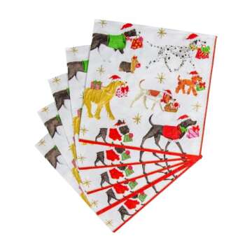 Entertaining with Caspari Christmas Delivery Cocktail Napkins, White