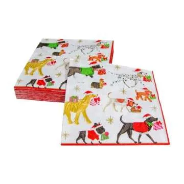 Entertaining with Caspari Christmas Delivery Cocktail Napkins, White