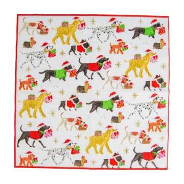 Entertaining with Caspari Christmas Delivery Cocktail Napkins, White