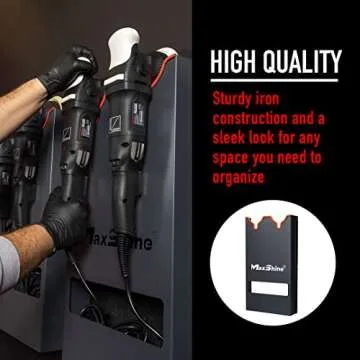 Maxshine Universal Dual Machine Polisher Wall Holder - Mounted Rack Organizer for Dual Action & Rotary Polishers, Ideal for Mobile Detailing & Garage Setup, Space-Saving Detailing Storage -