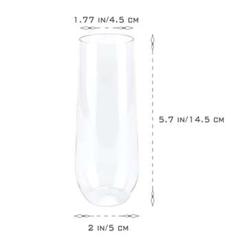 MR.FOAM 9oz Plastic Champagne Flutes, 12 Pack Stemless Disposable Toasting Glasses,Shatterproof Crys...