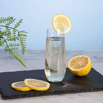 MR.FOAM 9oz Plastic Champagne Flutes, 12 Pack Stemless Disposable Toasting Glasses,Shatterproof Crystal Clear Plastic Champagne Glasses Cocktail Cups Ideal for Wedding and Shower Party Supplies