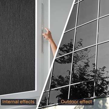 Blackout Privacy Window Room Darkening Film Light Blocking Tint Sticker Insulation Glass Door Cover Paper 100% Visible Light Transmittance Blocking Static Cling for Day Sleep 17.5 Inch x 13.1 Feet