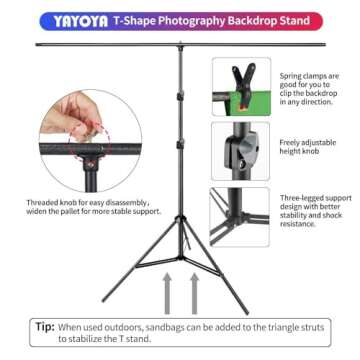 White Green Screen Backdrop with Adjustable Stand for Streaming & Photography