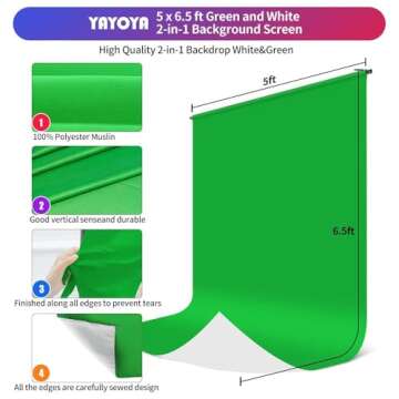 White Green Screen Backdrop with Adjustable Stand