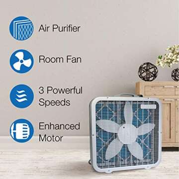 Lasko Air Flex 20" 2-in-1 Box Fan and Air Purifier in One with MERV10 Air Purifying Filter for Clean...